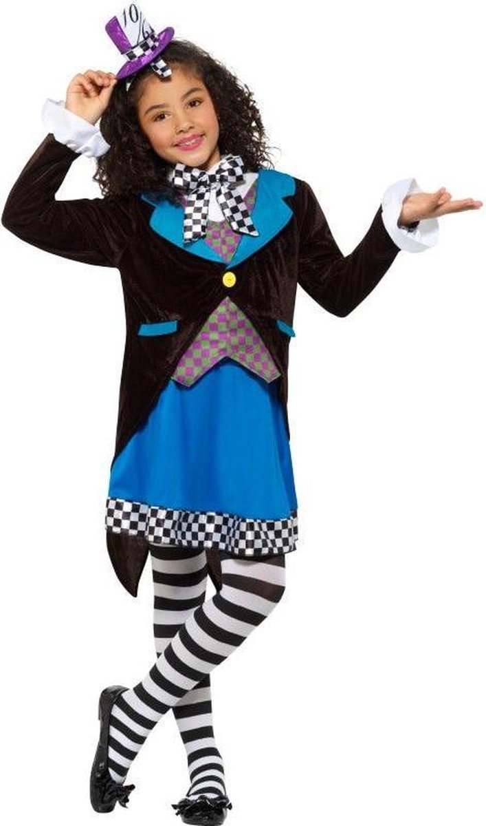 Mad Hatter Kostuum | Kleine Miss Hatter Uit Wonderland | Meisje | Small | Carnaval kostuum | Verkleedkleding